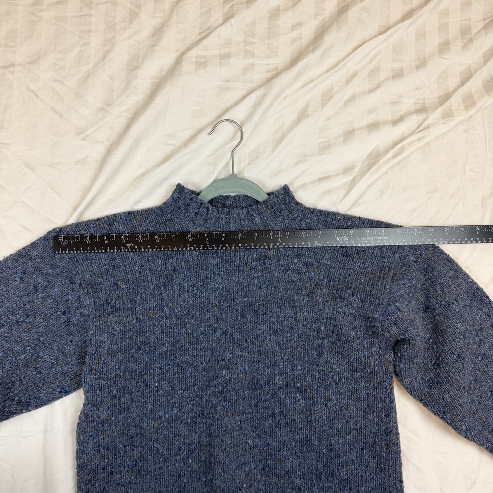 Vintage 80s White Wheeler & Martha Blue Wool Chunky Sweater Small - Picture 4 of 8